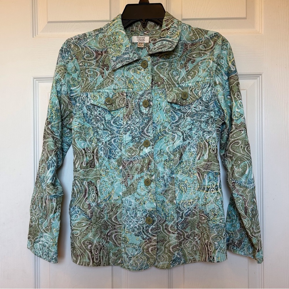 BAXTER & WELLS Multicolor Embroidered Patchwork Jacket Blazer, Petite Small